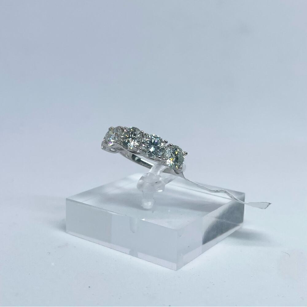 Moissanite Diamond Ring Wedding Band 5 Year Anniversary 5 Stone 1.5 Ct - Picture 4 of 7